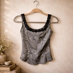 Vintage 90s Arianne Corset Style Floral Top Size S Lace Trip Victorian